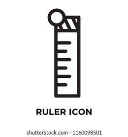 Ruler icon vector isolated on white background, Ruler transparent sign , line symbol or linear element design in outline style