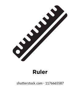 Ruler icon vector isolated on white background, logo concept of Ruler sign on transparent background, filled black symbol