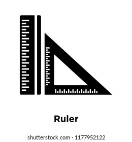 Ruler icon vector isolated on white background, logo concept of Ruler sign on transparent background, filled black symbol