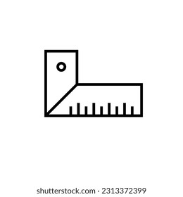 Lineal Icon Vektormessung. Schwarzes Symbol. Moderne flache Vektorgrafik, Qualitätskonzept für Webbanner, Web- und mobile Anwendungen, Infografiken. Vektorsymbol einzeln auf weißem Hintergrund