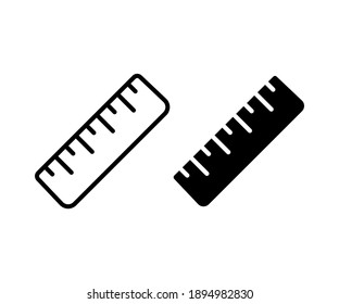 Ruler icon vector in outline and solid black