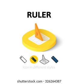 Ruler icon, vector symbol in flat, outline and isometric style