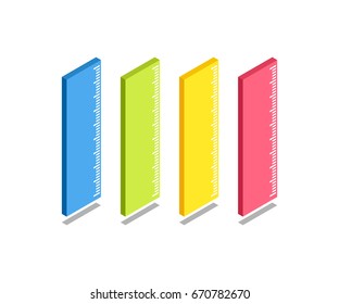 Ruler icon, vector symbol in isometric 3D style isolated on white background.