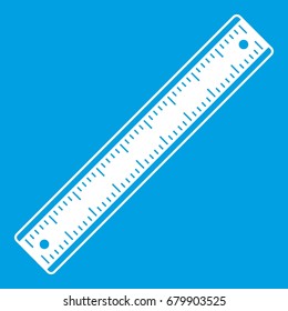 Ruler icon white isolated on blue background vector illustration
