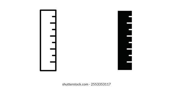 Ruler icons in black filled and outlined style