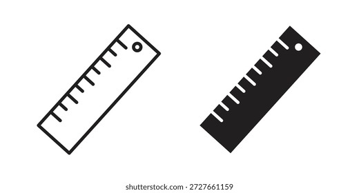 Ruler icons collection. Thin linear and black flat icons