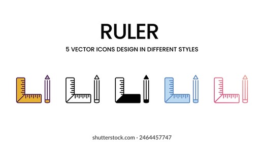 Ruler icons different style vector stock illustration