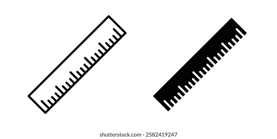 Ruler icons pack vectors in black flat and strokes