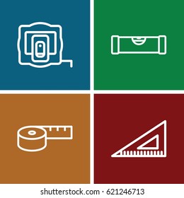 Ruler icons set. set of 4 ruler outline icons such as measure tape