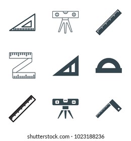 Ruler icons. set of 9 editable filled and outline ruler icons such as