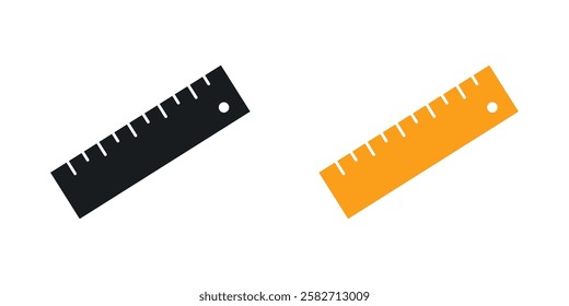 Ruler icons set vectors black and colored style