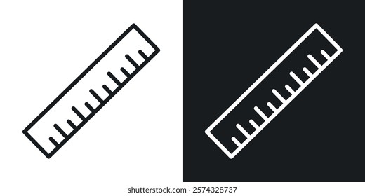 Ruler icons in thin black and white stroke liner style