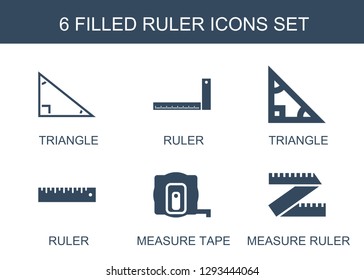 ruler icons. Trendy 6 ruler icons. Contain icons such as triangle, measure tape, measure ruler. ruler icon for web and mobile.
