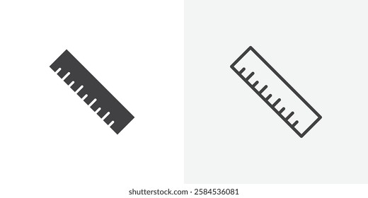 Ruler icons vectors illustrations in black fill and liner versions