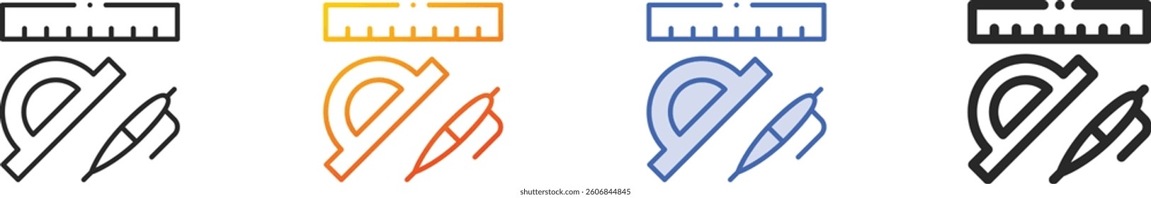 ruler icon.Thin Linear, Gradient, Blue Stroke and bold Style Design Isolated On White Background