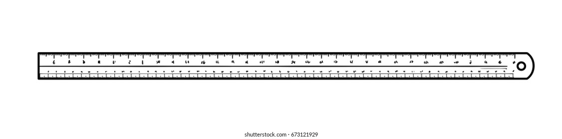 Ruler illustration, drawing, engraving, ink, line art, vector