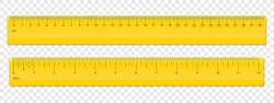 Ruler Inches And Cm Scale. Vector School, Plastic Yellow Isolated Rulers With Inch And Centimeters Measurement