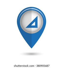 ruler instruments - vector icon;  blue map pointer