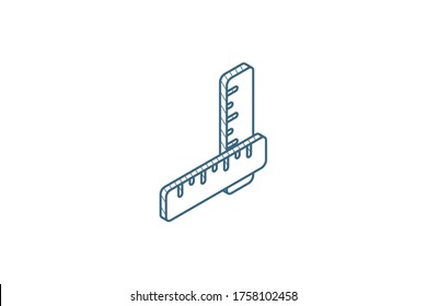 ruler isometric icon. 3d vector illustration. Isolated line art technical drawing. Editable stroke