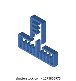 Ruler isometric left top view 3D icon