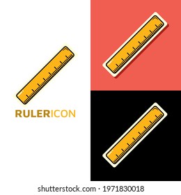 Ruler kawaii icon logo. Back to school cute cartoon hand drawn doodle icon sticker