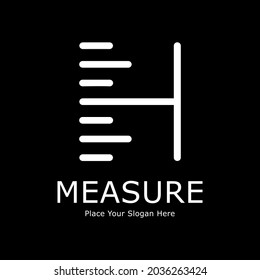 Diseño del logotipo vectorial de letra de regla H. Adecuado para educación, banner, afiche, impresión, patrón, logotipo.