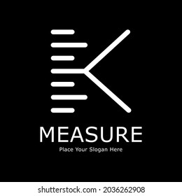 Diseño del logotipo del vector K de la letra de regla. Adecuado para educación, banner, afiche, impresión, patrón, logotipo.