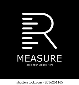 Ruler letter R vector logo design. Suitable for education, banner, poster, print, pattern, logo.
