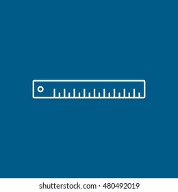 Ruler Line Icon On Blue Background