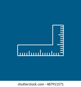 Ruler Line Icon On Blue Background