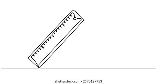 ruler line icon. one line continuous style. sketch, unique, line art concept. used for icon, symbol, sign, decoration, print. PNG, Ruler - School education object, one line drawing continuous design. 