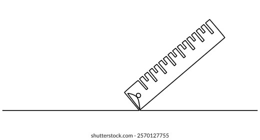 ruler line icon. one line continuous style. sketch, unique, line art concept. used for icon, symbol, sign, decoration, print. PNG, Ruler - School education object, one line drawing continuous design. 