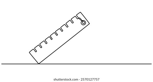 ruler line icon. one line continuous style. sketch, unique, line art concept. used for icon, symbol, sign, decoration, print. PNG, Ruler - School education object, one line drawing continuous design. 