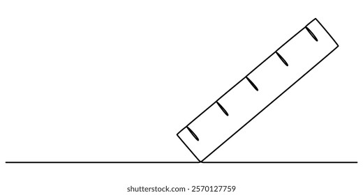 ruler line icon. one line continuous style. sketch, unique, line art concept. used for icon, symbol, sign, decoration, print. PNG, Ruler - School education object, one line drawing continuous design. 