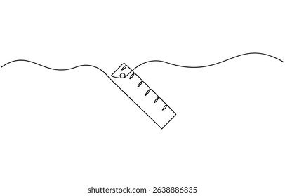 ruler line icon. one line continuous style. sketch, unique, line art concept. used for icon, symbol, sign, Continuous line drawing of online learning, school supplies, stationery.