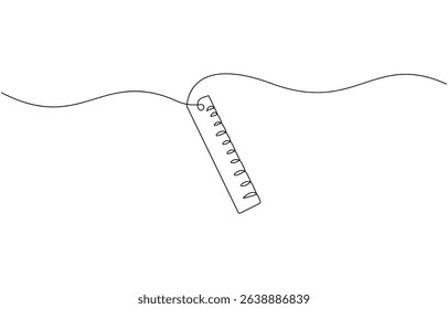 ruler line icon. one line continuous style. sketch, unique, line art concept. used for icon, symbol, sign, Continuous line drawing of online learning, school supplies, stationery.