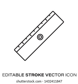 Ruler line icon. Outline symbol of office utensils and measuring intruments. Editable stroke flat vector illustration.