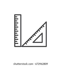 Ruler line icon, outline vector sign, linear style pictogram isolated on white. Geometry symbol, logo illustration. Editable stroke