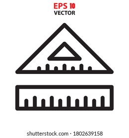 Vector de icono de línea de regla. Concepto de icono de herramientas de diseño para aplicación o sitio web. Ilustración vectorial Eps 10.