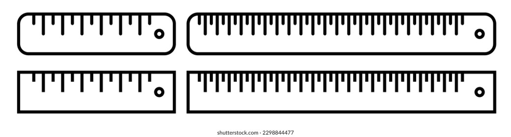 Conjunto de iconos de línea de regla. Vector aislado sobre fondo blanco.