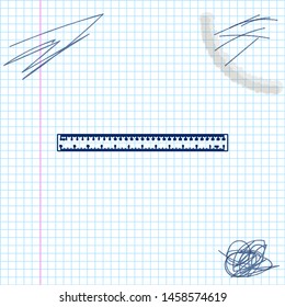 Ruler line sketch icon isolated on white background. Straightedge symbol. Vector Illustration