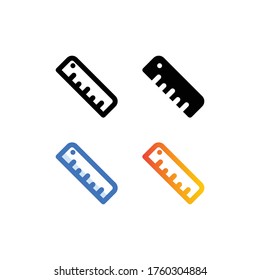 Línea de regla e icono sólido, concepto de papel, herramienta de medida de oficina o escuela, signo vectorial sobre fondo blanco, símbolo directo en estilo de contorno para concepto móvil y diseño web. Gráficos vectoriales