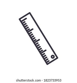 Ruler line style icon design, Instrument tool work measurement lenght object inch long and distance theme Vector illustration