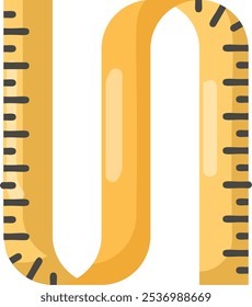 Ruler marked in centimeters and inches vector flat icon design, Handcrafted symbol, Perfect fit clothing sign,Sew and Tailor materials stock illustration, flexible measuring tape concept