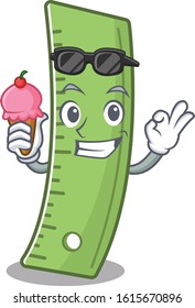 Ruler mascot cartoon design with ice cream