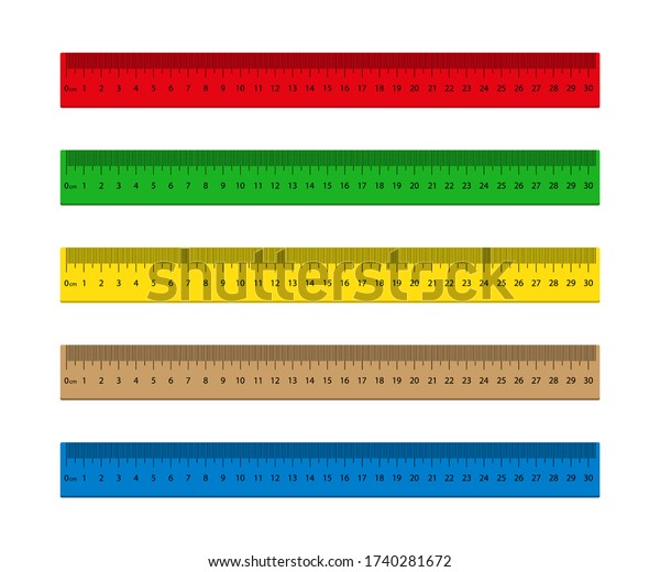 Ruler Measure Inch Mm Cm Wooden Stock Vector Royalty Free 1740281672