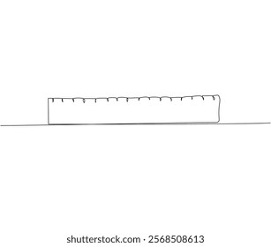 Ruler, measurement, geometry, technical drawing one line art. Continuous line drawing of online learning, school supplies, stationery storage, exam, office supplies, education.