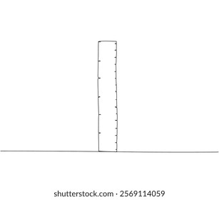 Ruler, measurement, geometry, technical drawing one line art. Continuous line drawing of online learning, school supplies, stationery storage, exam, office supplies, education.