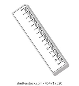 Ruler measurement tool in black and white colors, isolated flat icon.