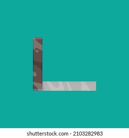 Regla para medir esquinas. Esta ilustración vectorial con temática de construcción puede utilizarse para iconos, logos, stickers, parches, etiquetas, signos, insignias, certificados o decoraciones de capas.